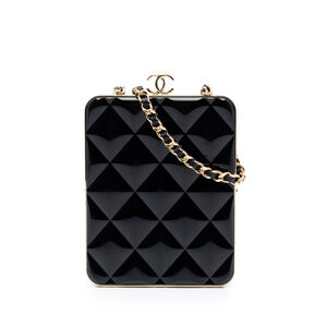 Pre-Loved Chanel CC Quilted Acrylic and Lambskin Evening Clutch With Chain